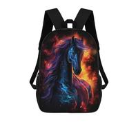 sinyumoney Space Horse Galaxy Backpacks Kids School Backpack Fashion School Bag 3D Printed School Bag for Boys Elementary And Middle School Students 17inch