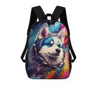 sinyumoney Space Husky Headphones Art Backpack School Bag High Secondary School Bags Casual Backpack for Teenage Girls Boys Women Men 17inch