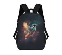 sinyumoney Space Kingfisher 3D Printed Children's School Backpack for Kids Travel Rucksacks Book Bags Kids School Bag 17inch