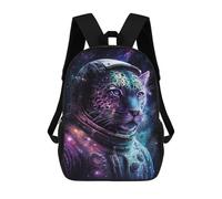 sinyumoney Space Leopard Astronaut Suit 3D Printed Children's 17 Inch Backpacks 3D Printed Casual School Bag for Boys Elementary And Middle