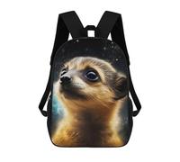 sinyumoney Space Meerkat Gazing Backpack for School 3D Printed Boys Girls School BagChildren Bookbag Travel Rucksack 17inch
