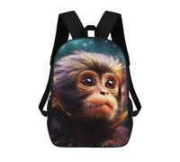 sinyumoney Space Monkey Portrait Backpack for School 3D Printed Boys Girls School BagChildren Bookbag Travel Rucksack 17inch