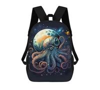 sinyumoney Space Octopus Adventure Backpacks, Kids Backpack Student School Bag 3D Printed Travel Backpacks Fashion Accessory Backpack Children Waterproof School Bags 17inch
