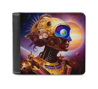 sinyumoney Space Odyssey Mechanical Dreams 3D Print Men's Wallet Credit Card Slots Banknote Compartments Minimalist Style Leather Wallet Youth Guys 11.7cm*9.5cm