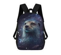 sinyumoney Space Otter Portrait 3D Printed Children's School Backpack for Kids High Capacity Travel Rucksacks 17 Inch Book Bags Kids