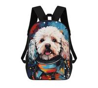 sinyumoney Space Poodle Adventure -1 3D Printed 17inch School Bag Children's School Backpack Travel Backpacks Casual Fashion Bag for Kids School Students