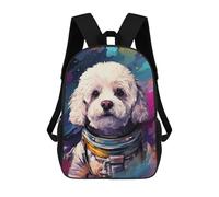 sinyumoney Space Poodle Adventure -3 School Backpack Fashion Stationery Backpack Waterproof Casual Daypacks for Men/Women 17inch