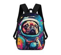 sinyumoney Space Pug Adventure School Bag 3D Printed 17inch Backpacks Fashion Kids School Backpack Rucksacks for Boys Elementary And Middle School Students