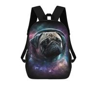 sinyumoney Space Pug Adventure T-Shirt School Backpack Secondary Causal Travel High School Bags for Camping Outdoor Adventures And Daily Travel 17inch