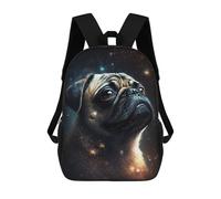 sinyumoney Space Pug Celestial Companion Backpack School Lightweight Airport College Students Back Pack for Girl, Teen Girls 17inch