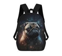 sinyumoney Space Pug Portrait School Backpack Water Resistant School Bag Business Backpack for Men/Women 17inch