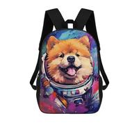 sinyumoney Space Pup Adventure -8 Backpacks Kids 17inch School Backpack School Bag 3D Printed School Bag for Boys Elementary And Middle School Students