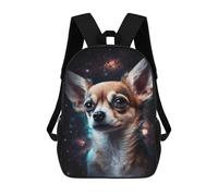 sinyumoney Space Pup Cute Chihuahua in Galaxy 3D Printed 17 Inch School Backpack Children's Backpacks 3D Printed Cool Knapsack for Boys Elementary And Middle