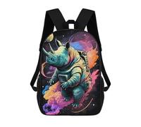 sinyumoney Space Rhino Adventure 3D Printed School Bag Children's School Backpack Schoolbags Travel Backpacks Casual Fashion Bag for Kids School Students 17inch