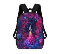 sinyumoney Space Rocket 3D Children's Backpack, 3D Printed School Backpack, Backpack for Boys Girls, Adjustable School Bag for Primary School 17inch