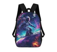 sinyumoney Space Snowboarding Adventure 3D Printed Kids 17inch Backpacks Boys Fashion Travel Backpacks School Bag for Boys Elementary And Middle School Students