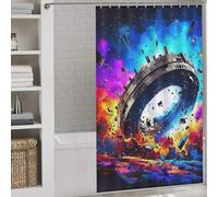 sinyumoney Space Station Collapse A Visual Spectacle -1 Modern Polyester Water Repellent Fabric Polyester Bath Shower Curtains Mildew for Stalls Bathtubs 53.54x70.87Inch（136x180cm）