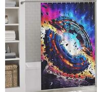 sinyumoney Space Station Collapse A Visual Spectacle Anti-Mould Proof Resistant Daily Household Stylish Washable Modern Polyester Water Repellent for Bathroom Wet Room 56.30x70.87Inch（143x180cm）
