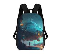 sinyumoney Space Station Odyssey -3 Rucksacks 3D Printed Children Backpacks Fashion Casual Daypack Cute Travel Bags Outdoor Casual Daypack for Boy And Girl 17inch