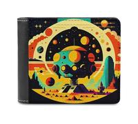 sinyumoney Space Station Odyssey 3D Print PU Leather Wallet Multiple Slots Banknote Compartments Stylish Durable Men's Wallets Gifts 11.7cm*9.5cm
