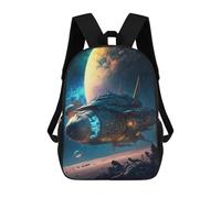 sinyumoney Space Station Odyssey -4 Children's Backpack, 3D Printed School Backpack, Backpack for Boys Girls, Adjustable School Bag for Primary School 17inch