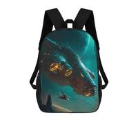 sinyumoney Space Station Odyssey -5 3D Printed Kids Backpacks Boys Fashion School Bag Travel Backpacks School Bags for Boys Elementary School Students 17inch