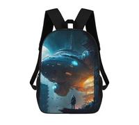 sinyumoney Space Station Odyssey -9 Rucksacks 3D Printed Children Backpacks Fashion Casual Daypack Cute Travel Bags Outdoor Casual Daypack for Boy And Girl 17inch