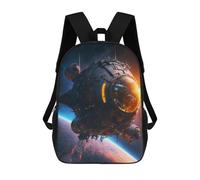 sinyumoney Space Station Orbiting Planet Kids School Backpack School Bag 3D Printed School Bag for Boys Elementary And Middle School Students 17inch