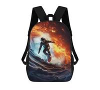 sinyumoney Space Surfer Backpack Kids School Backpack School Bag 3D Printed Fashion School Bag for Boys Elementary And Middle School Student 17inch