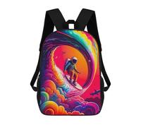 sinyumoney Space Surfing Odyssey Kids School Backpack 3D Printed Fashion School Bag Casual School Bag for Boys Elementary And Middle School Students 17inch