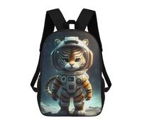 sinyumoney Space Tiger Adventure Kids School Backpack 3D Printed Backpacks Fashion School Bag Rucksacks for Boys Elementary And Middle School Students 17inch