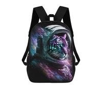 sinyumoney Space Tiger Astronaut Art Print 17 Inch Backpacks Kids Schoolbag,3D Printed Elementary And Middle School Students Backpacks for Boys Girls