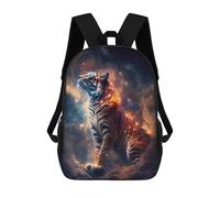 sinyumoney Space Tiger Spirit 3D Printed School Backpack Casual Children's Backpacks 3D Printed School Bag for Boys Elementary And Middle 17inch