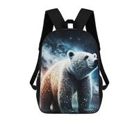 sinyumoney Space White Bear School Backpack 3D Printed School Bags Boys Girls Laptop Backpack for Kids/Students/Adults 17inch