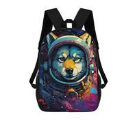 sinyumoney Space Wolf Adventure 3D Printed 17inch School Bag Children's School Backpack Travel Backpacks Casual Fashion Bag for Kids School Students