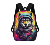 sinyumoney Space Wolf Adventure Gear Children's Backpacks 17inch School Backpack 3D Printed Bag Bookbag for Kids Travel Rucksacks Boy Girl Book Bags Kids School Bag