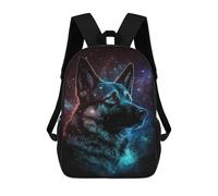 sinyumoney Space Wolf Art Print Backpack School Bag Lightweight Casual Daypack School Backpacks for School/Work/Travel 17inch