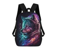 sinyumoney Space Wolf Helmet Art Print Backpack School Large School Backpack for Boys for Teenage Girls Boys Women Men 17inch