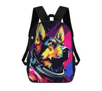 sinyumoney Spaceman German Shepherd Backpack School Bag Large Water Resistant Laptop Backpack for School/Work/Travel 17inch