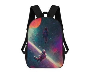 sinyumoney Spacewalk Astronauts in Colorful Orbit School Bags Daypacks Business Backpack Water Resistant Bookbag for Boys/Girls/Teenagers 17inch