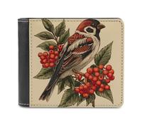 sinyumoney Sparrow on Berries 3D Print Clutch Purse ID Window Coin Banknote Compartments Slim Elegant Wallets for Boys Girls 11.7cm*9.5cm