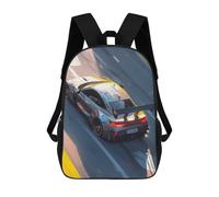 sinyumoney Speeding Sports Car on Track Kids Backpack,School Backpack Kids School Bag 3D Printed Cartoon Large Capacity Backpack for Kids Boys And Girls 17inch