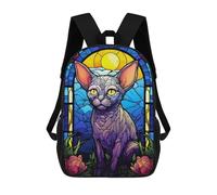 sinyumoney Sphynx Cat Abstract 3D Printed Children's School Backpack for Kids High Capacity Travel Rucksacks Book Bags Kids School Bag Back Pack 17inch
