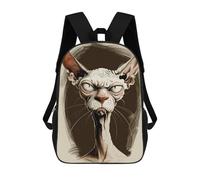 sinyumoney Sphynx Cat Caricature Rucksack Large Lightweight Casual Backpack for Campus Outdoor Travel Sports 17inch