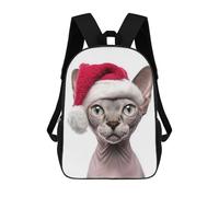 sinyumoney Sphynx Cat Christmas Portrait Backpacks Kids School Backpack School Bag 3D Printed School Bag for Boys Elementary And Middle School Students 17inch