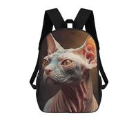 sinyumoney Sphynx Cat Oil Paint Kids Backpack, Kids School Bag 3D Printed School Backpacks for Boys And Teenager School Students 17inch