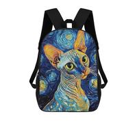 sinyumoney Sphynx Cat Starry Night Backpack School Bag School Secondary High School College Backpack Travel for Boys/Girls/Teenagers 17inch
