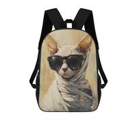 sinyumoney Sphynx Cat with Sunglasses 3D Printed Children's School Backpack for Kids Travel Rucksacks Book Bags Kids School Bag 17inch