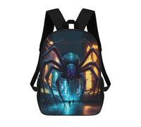 sinyumoney Spider in Neon Cityscape Kids Backpack,School Backpack Kids School Bag 3D Printed Cartoon Large Capacity Backpack for Kids Boys And Girls 17inch