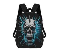 sinyumoney Spiked Skull with Lightning Children's School Backpack 3D Printed for Kids Travel Rucksacks Book Bags Kids School Bag 17inch